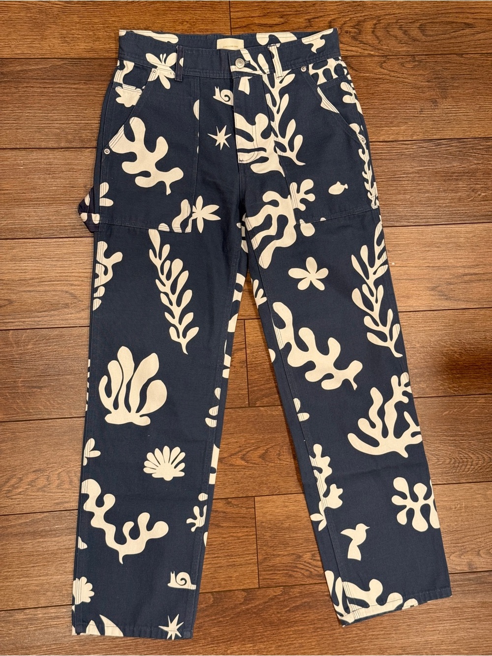 Aime Leon Dore Blue and White Printed Pants
